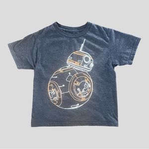 Star Wars BB-8 Gray & Orange Boys Graphic Tee. Size Small